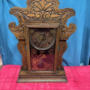 Circa 1900 Sessions Ginger Bread Clock - Keeps Time Alarm Untested With Key